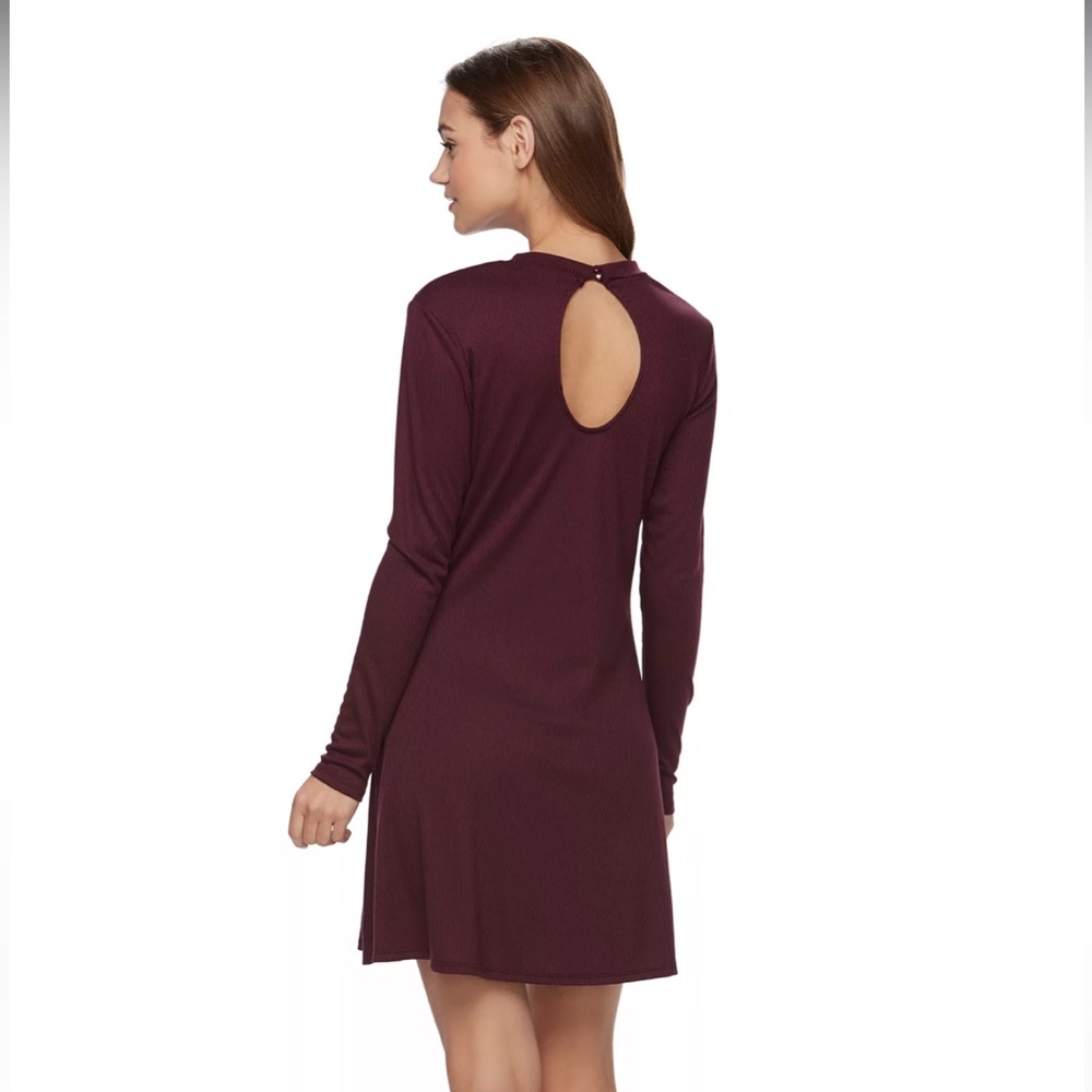 Love, Fire Ribbed Mockneck Skater Dress